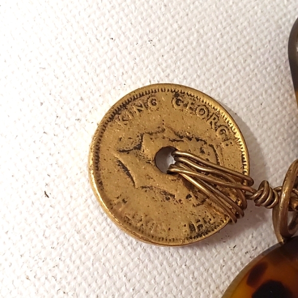 Chico's Necklace Long Statement Matte Gold Tone Chain Link Layering Chunky/Coins - Picture 8 of 15